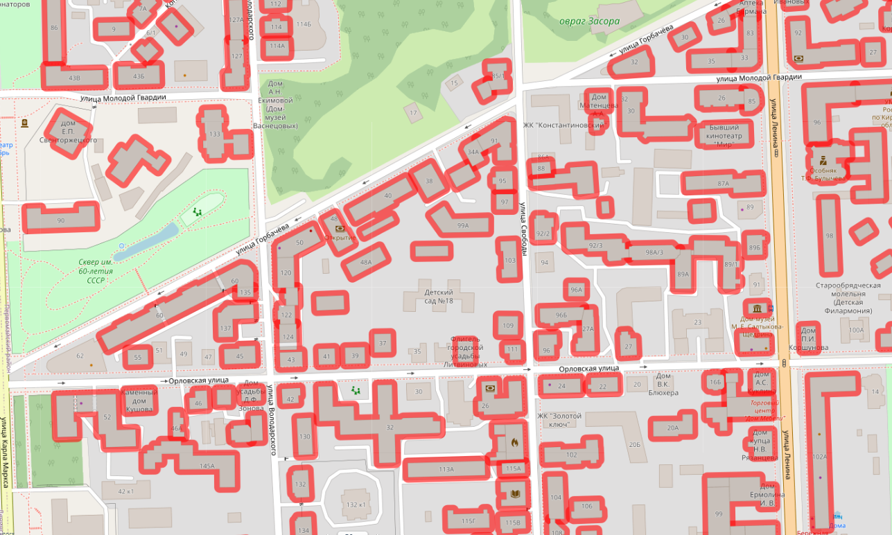 Дома со скатными крышами нанесены на карту ГИС Кировской области